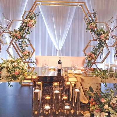 Hexagonal wedding backdrop